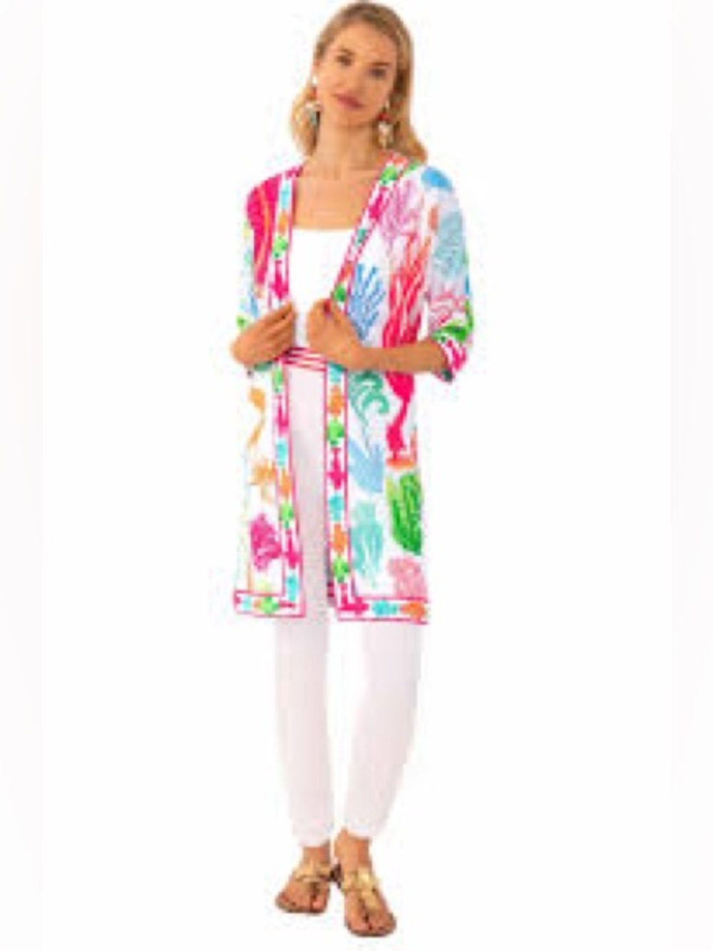 Gretchen Scott Designs Multi-Color Floral Open-Front Cover-Up